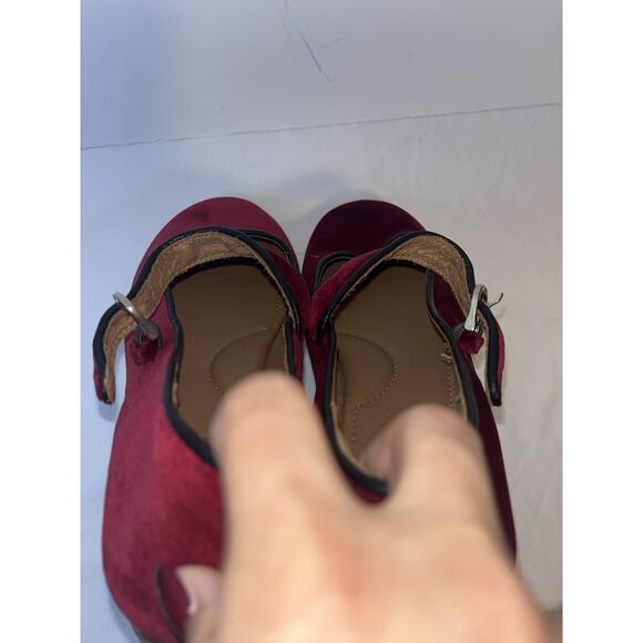 Sofft Shoes Size 10 Genuine Leather Dark Red Velvet Mary Janes Flats - Picture 8 of 9